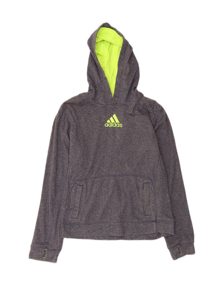 ADIDAS Boys Graphic Hoodie Jumper 14-15 Years Large Grey Polyester Vintage Adidas and Second-Hand Adidas from Messina Hembry 
