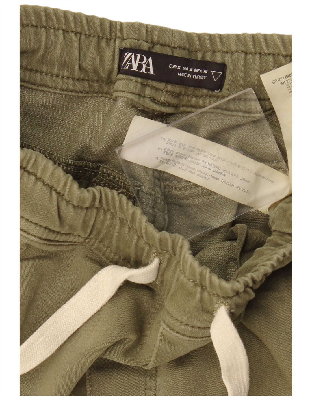 Męskie spodnie dresowe Zara Cargo, małe W30 L28, khaki, bawełniane, wojskowe