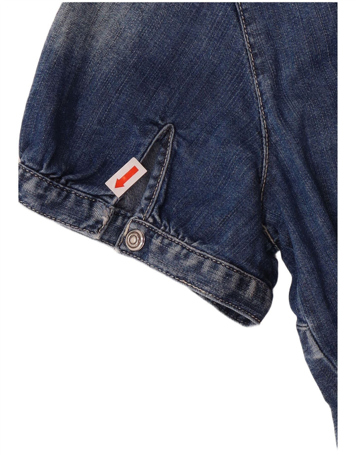 Damska koszula dżinsowa z krótkim rękawem Gas UK 12, średnia niebieska bawełna