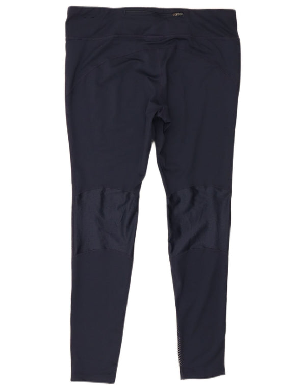 Nike Womens Dri Fit Leggings UK 18 XL Navy Blue Pinstripe Polyester