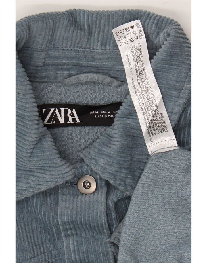 Damska koszula sztruksowa oversize Zara UK 14, średnia niebieska bawełna