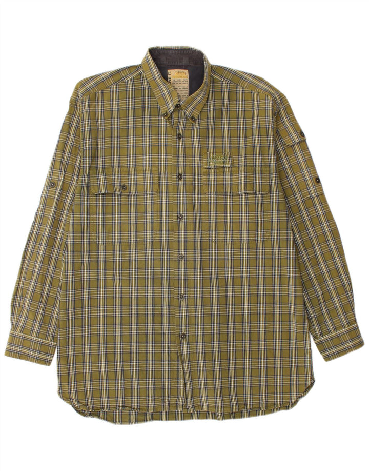 Koszula flanelowa męska w kolorze camelowym XL, khaki, bawełniana krata