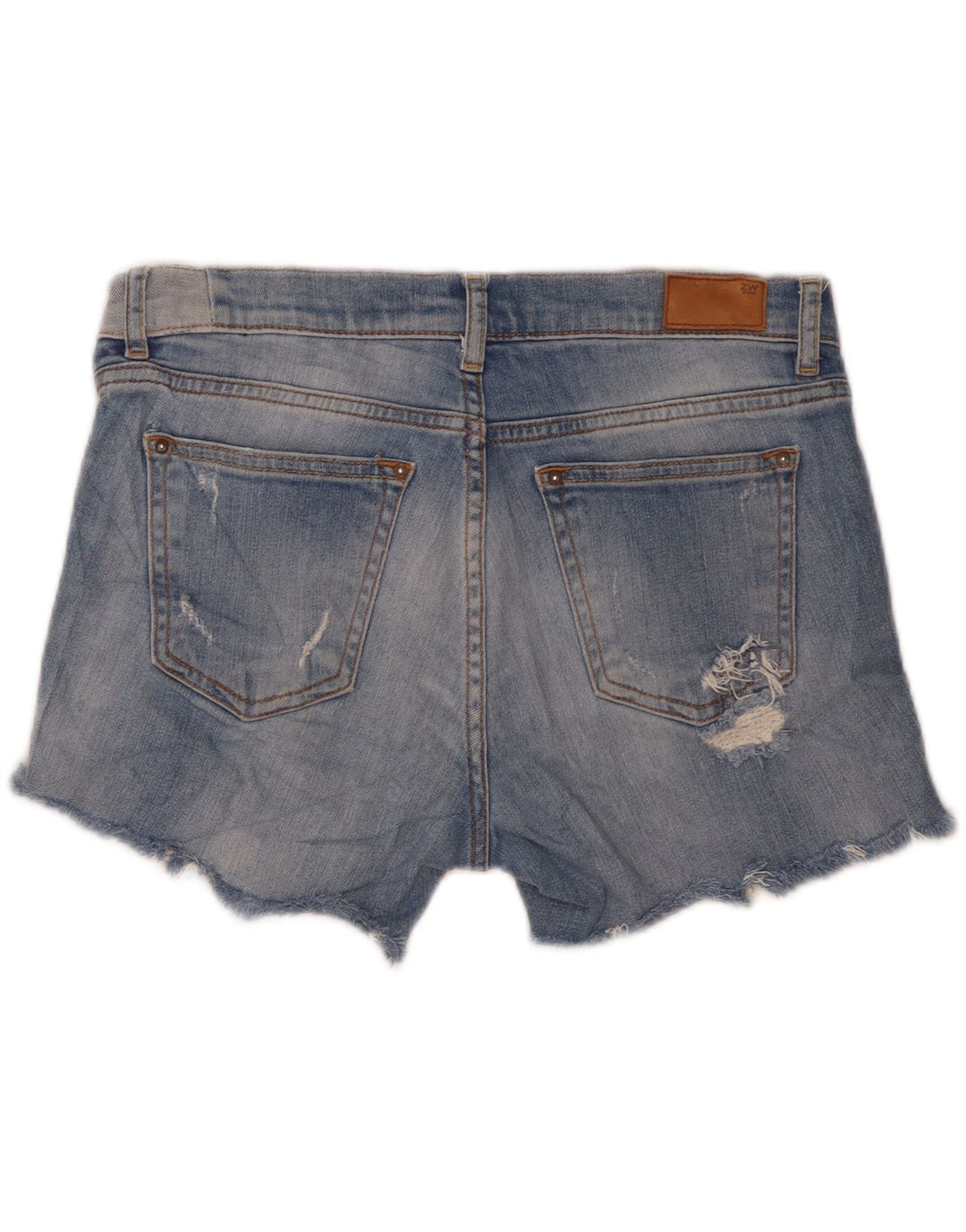 Damskie spodenki jeansowe Zara Mid Rise, o swobodnym kroju, średnie W30, niebieskie