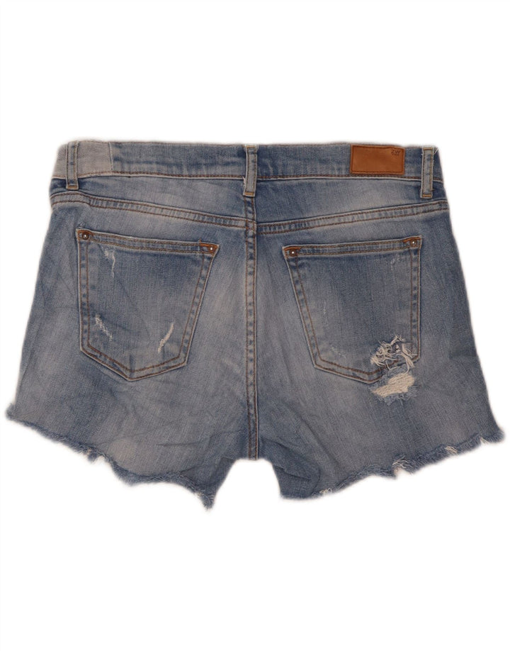 Damskie spodenki jeansowe Zara Mid Rise, o swobodnym kroju, średnie W30, niebieskie
