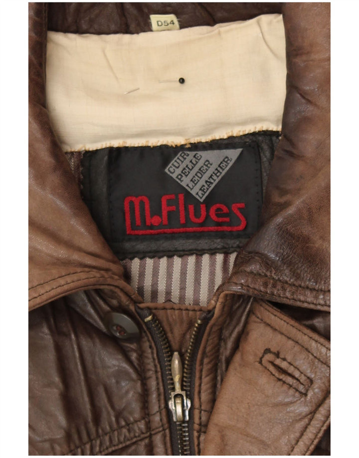 Vintage męska kurtka skórzana bomber IT 54 2XL brązowa skórzana retro