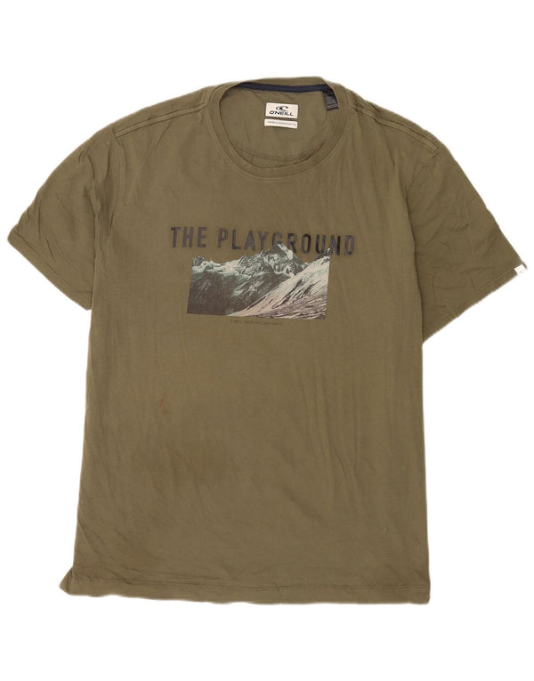 O'Neill Mens Graphic T-Shirt Top 2XL Khaki Cotton