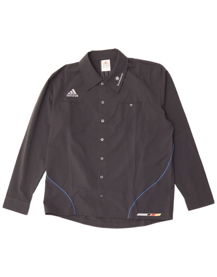 Męska koszulka graficzna Adidas UK 44/46, duża granatowa, poliestrowa