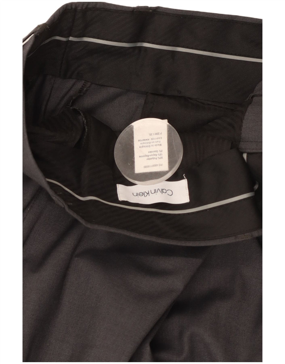 Męskie proste spodnie garniturowe CALVIN KLEIN W32 L32 Szary poliester