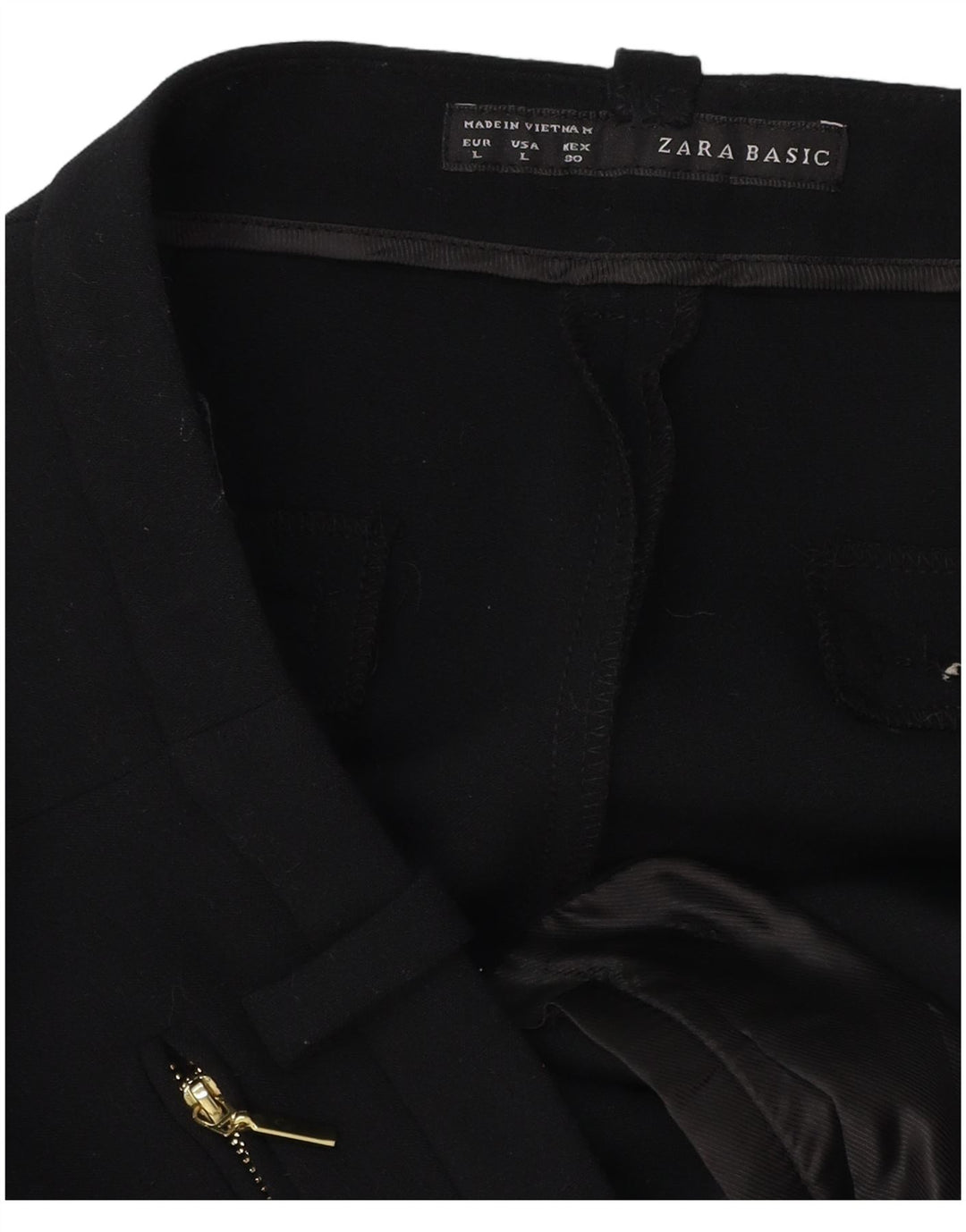 Damskie proste spodnie garniturowe ZARA, duże W30 L32, czarne