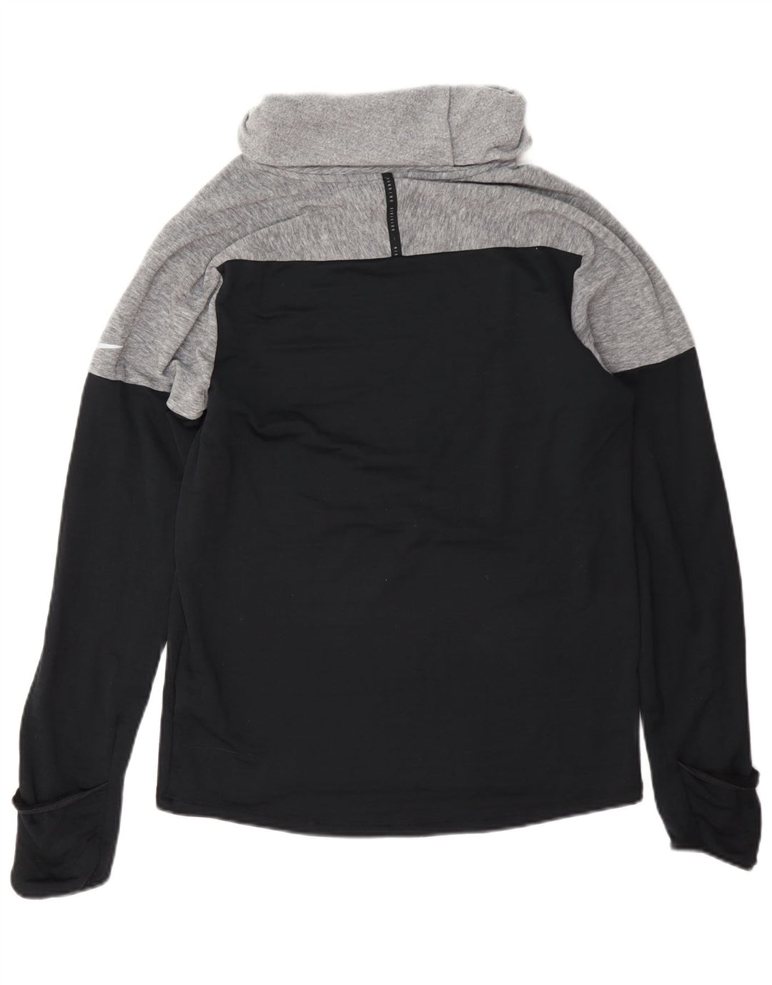 Damska bluza dresowa Nike Therma-Fit z wywijanym dekoltem, mała, szara, z blokami kolorów