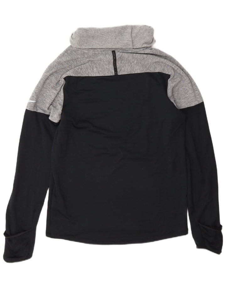Damska bluza dresowa Nike Therma-Fit z wywijanym dekoltem, mała, szara, z blokami kolorów