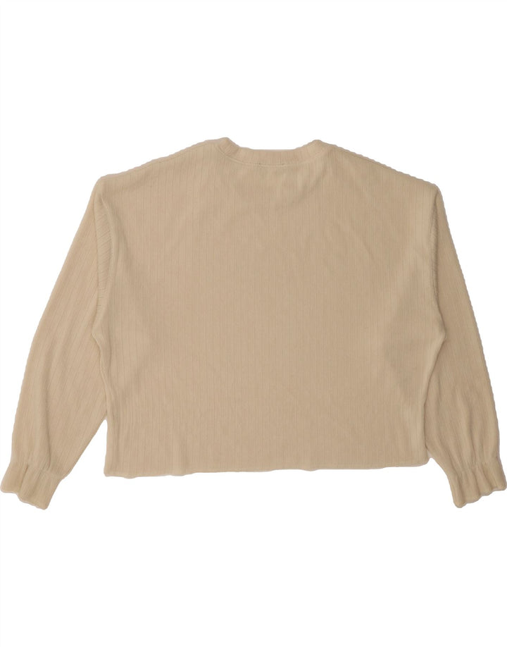 ZARA Womens Oversized Top Long Sleeve UK 14 Medium Beige Striped Vintage Zara and Second-Hand Zara from Messina Hembry 