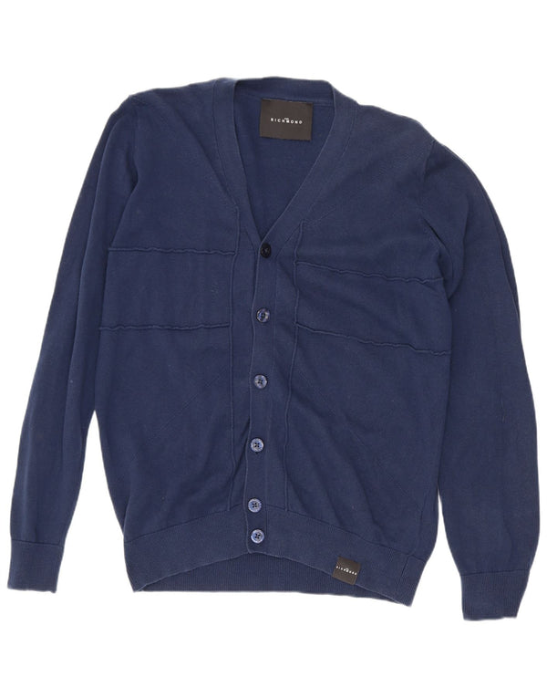 Męski sweter rozpinany Richmond, mały, granatowy, bawełniany