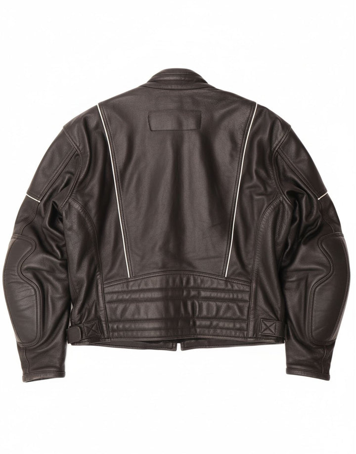 Męska skórzana kurtka racer VINTAGE UK 46 3XL czarna skóra