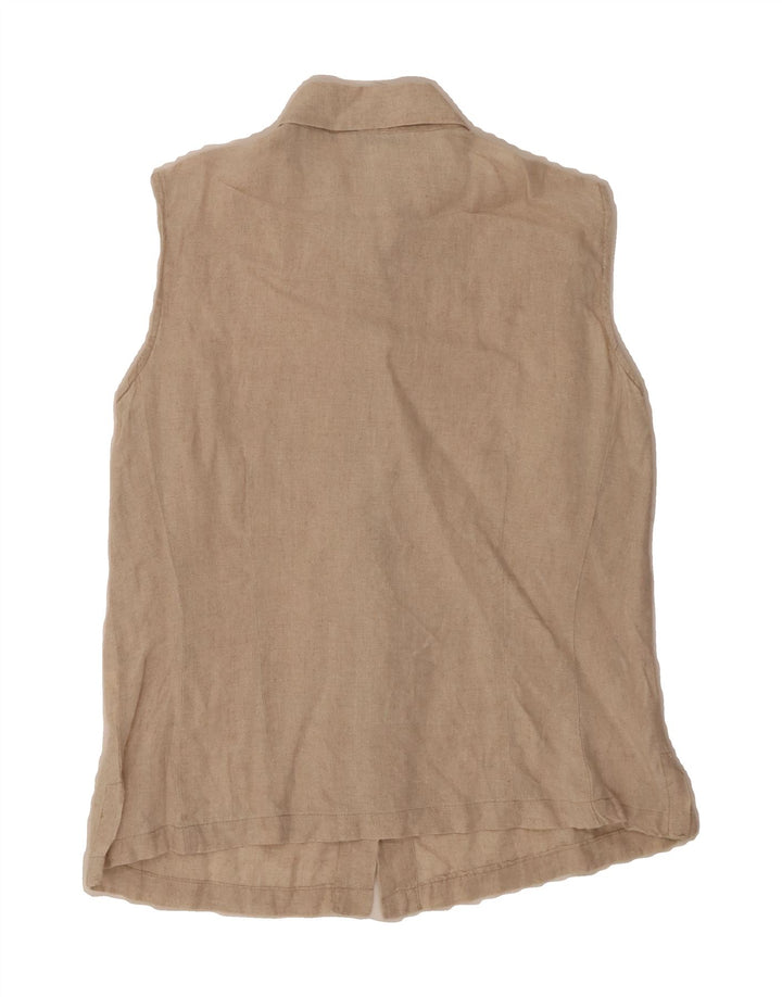 PRISMA Womens Sleeveless Shirt Blouse IT 42 Medium Beige Linen Vintage Prisma and Second-Hand Prisma from Messina Hembry 