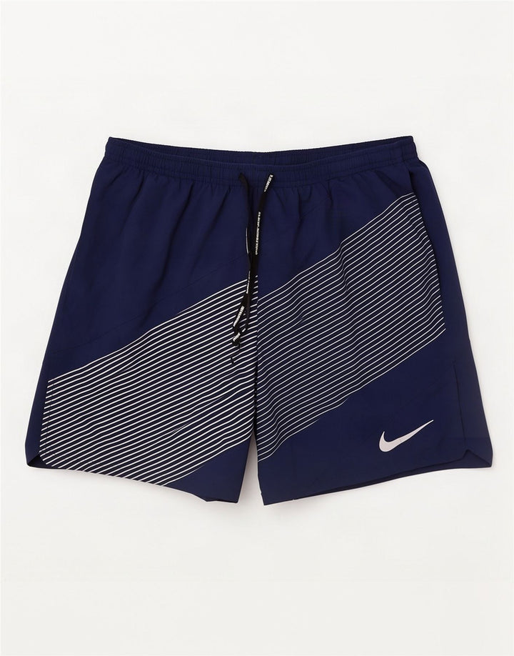 Męskie spodenki sportowe Nike Dri Fit, duże, granatowe, poliestrowe paski