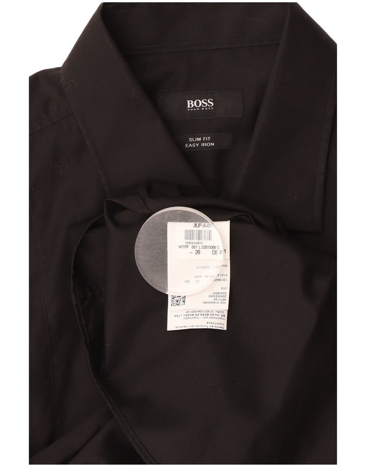 Koszula męska Hugo Boss Slim Fit, rozmiar 39, średnia czarna, bawełniana