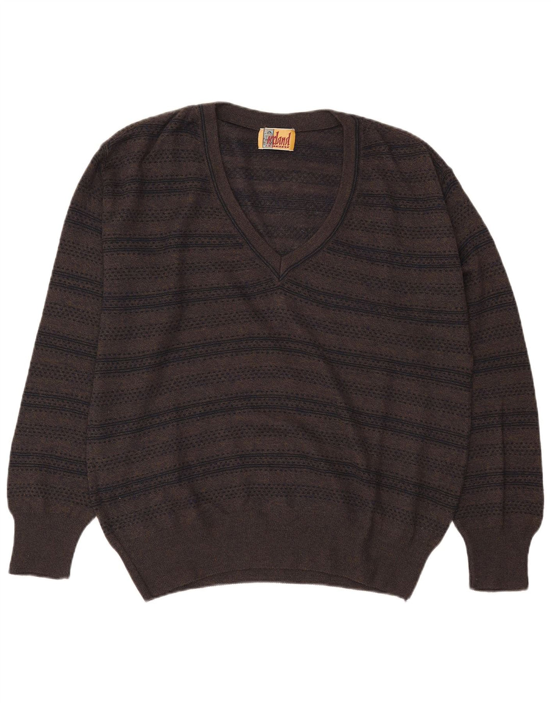 Sweter męski z dekoltem w kształcie litery V, z wełny w kolorze khaki, męski