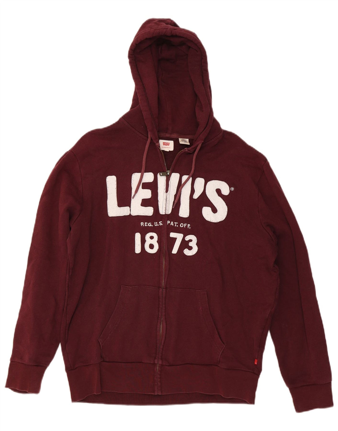 Męski sweter z kapturem i grafiką LEVI'S, duży, bordowy, bawełniany