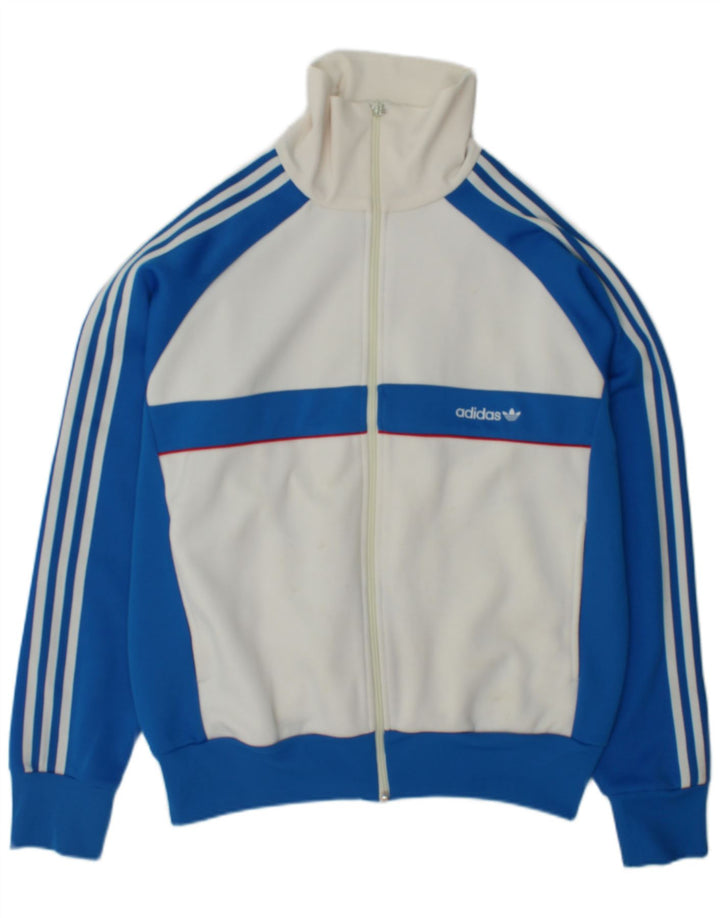Męska bluza dresowa Adidas, duża, biała, poliestrowa z blokami kolorów