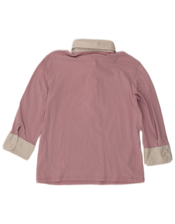 Damska koszulka polo Fred Perry z rękawem 3/4, UK 18 XL, różowa, bawełniana w bloki kolorów