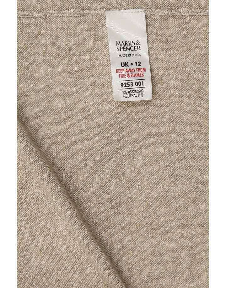 Marks & Spencer Damski długi sweter kardigan UK 12 Średni Beżowy Lniany