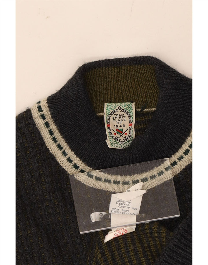 Męski sweter z golfem VINTAGE IT 50, średni granatowy, blok kolorów