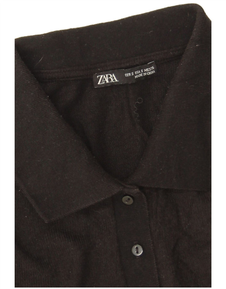 Damska koszulka polo Zara UK 10 Small, czarna wiskoza