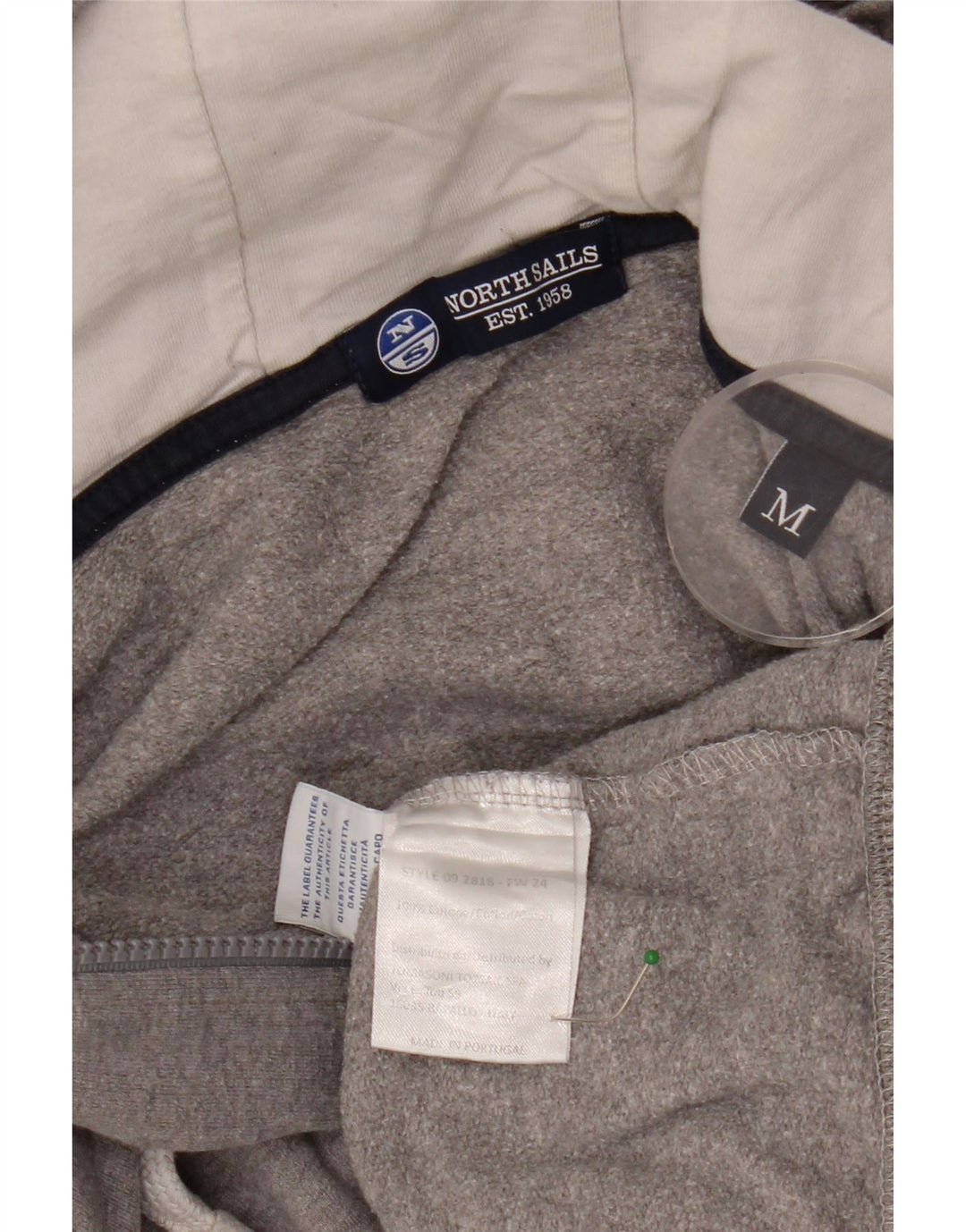 Damski sweter z kapturem i zamkiem NORTH SAILS UK 12, średnioszary, bawełniany