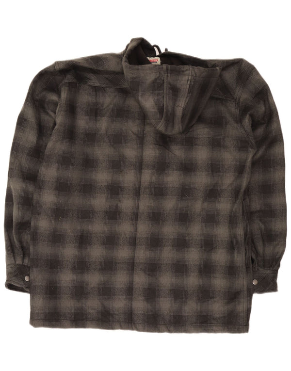 Dickies Mens Hooded Lumberjack Shirt UK 38/40 Medium Grey Check Polyester