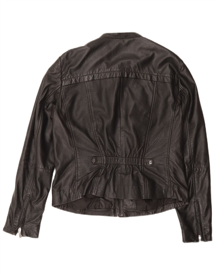 Damska kurtka skórzana Esprit UK 14, duża czarna skóra