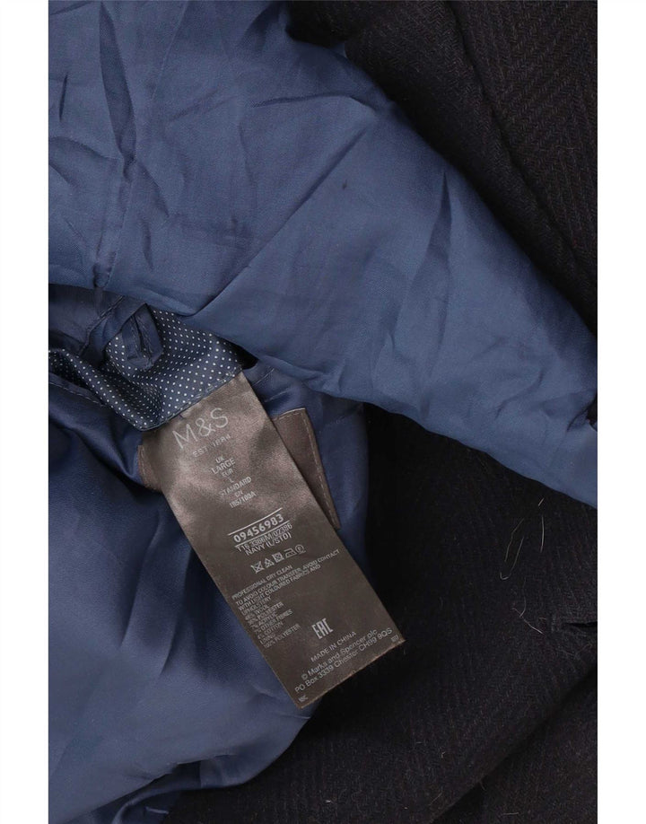 Marks & Spencer Płaszcz męski Pea UK 40, duży, granatowy, wełniany