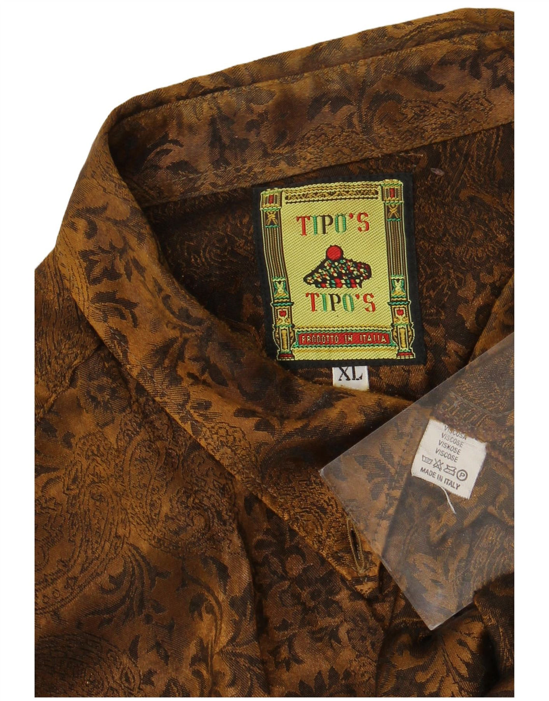 Koszula męska Tipo' S XL, brązowa wiskoza Paisley