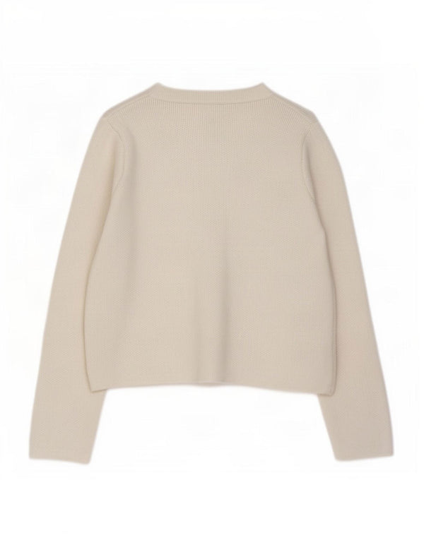 Zara Womens Cardigan Sweater UK 12 Medium White Cotton