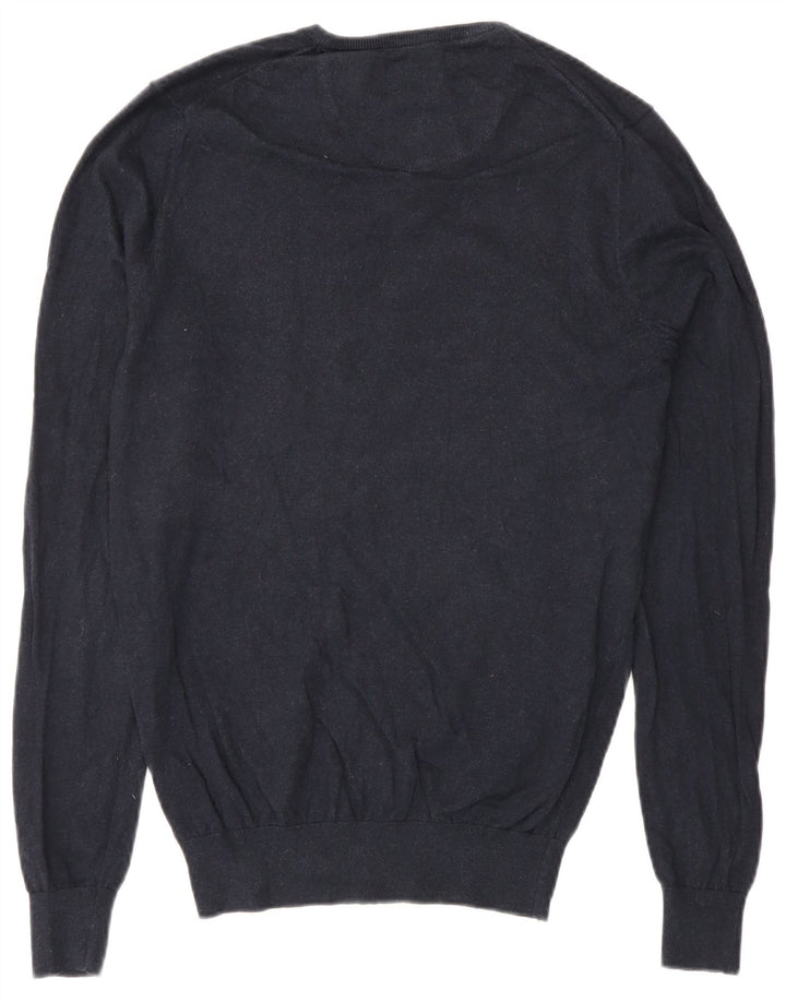 Męski sweter Massimo Dutti z dekoltem w kształcie litery V, mały, granatowy, bawełniany