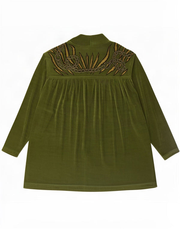 Damska bluzka koszulowa Piccadilly oversize z abstrakcyjnym wzorem UK 10 Small Green