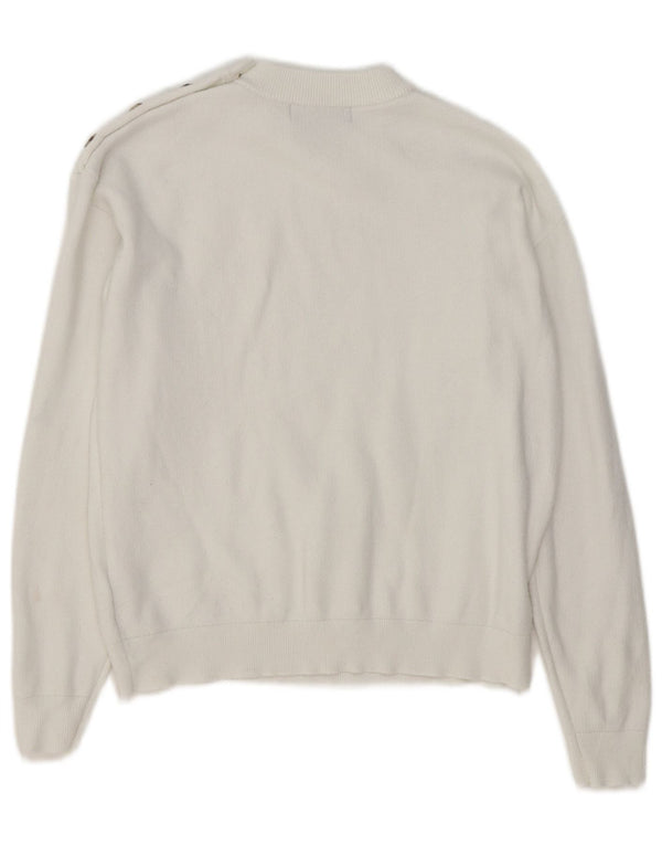 Marks & Spencer Damski sweter z okrągłym dekoltem UK 10 Small, biała wiskoza
