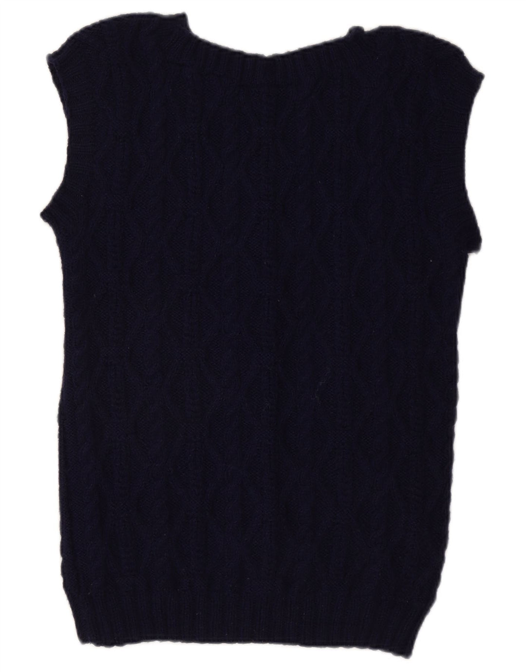 Sweter damski w stylu vintage z krótkim rękawem i dekoltem w kształcie litery V, UK 12, średni granatowy