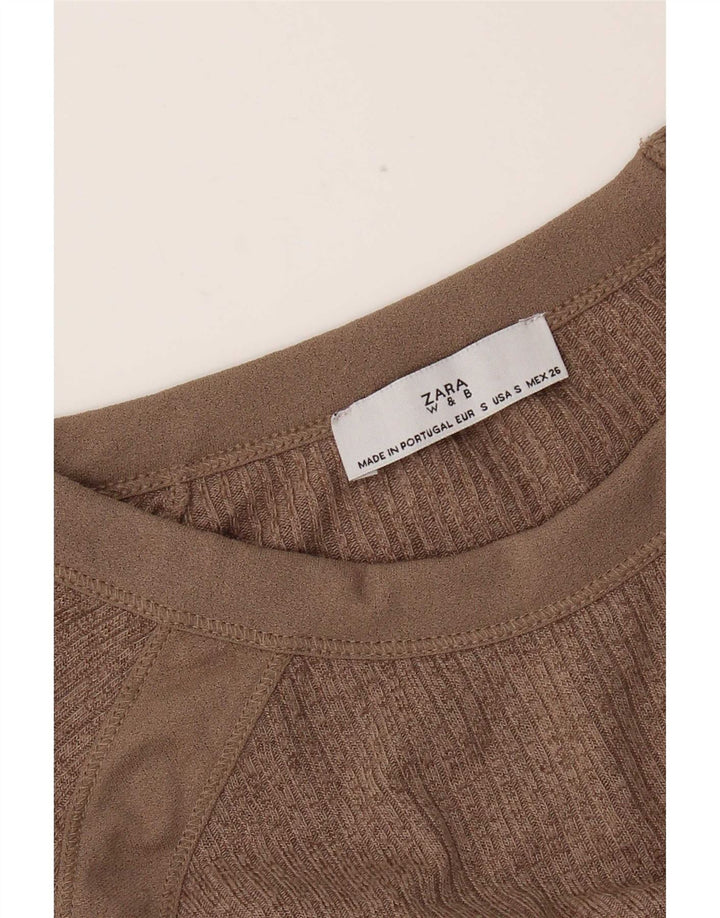 Damski top oversize z długim rękawem Zara UK 10, mały, brązowy