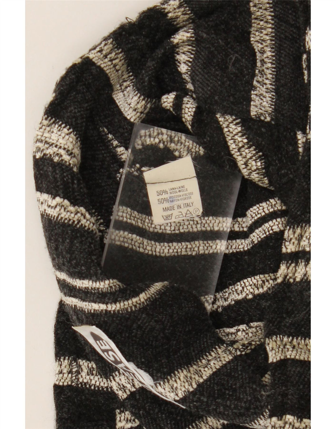 PLEASE Womens Maxi Skirt W26 L34 Black Striped Wool Vintage Please and Second-Hand Please from Messina Hembry 