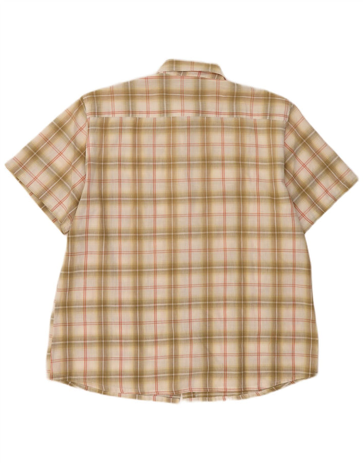 Koszula męska z krótkim rękawem w stylu vintage 2XL w beżową kratkę