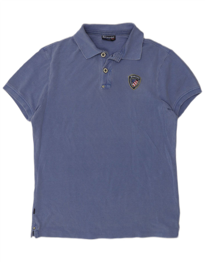 Męska koszulka polo Blauer, duża, niebieska, bawełniana