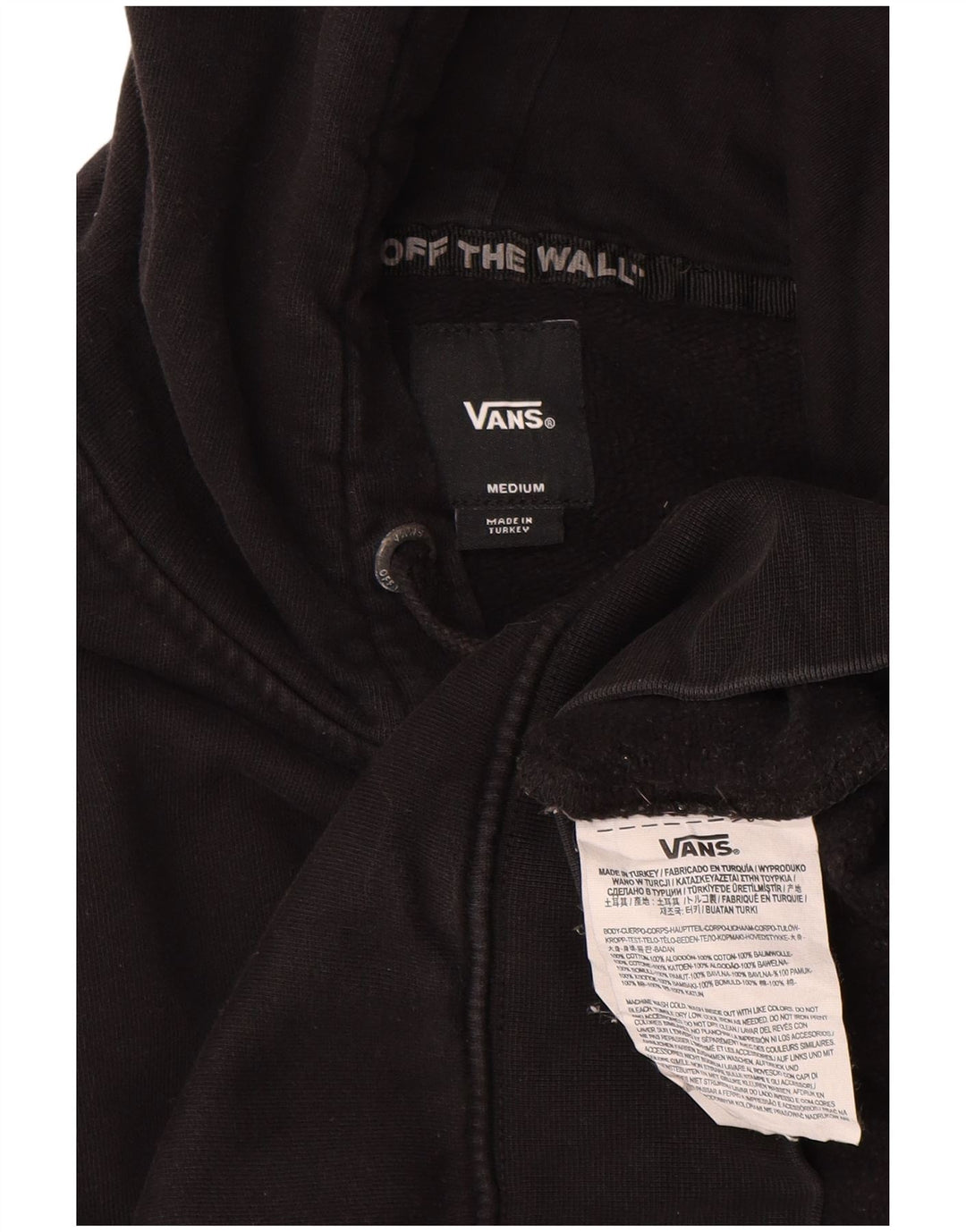Męski sweter z kapturem Vans z grafiką, średni czarny, bawełniany