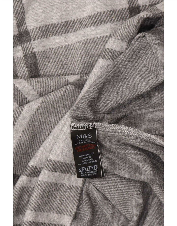 Marks & Spencer Damski top oversize z długim rękawem, UK 10, w małą szarą kratę