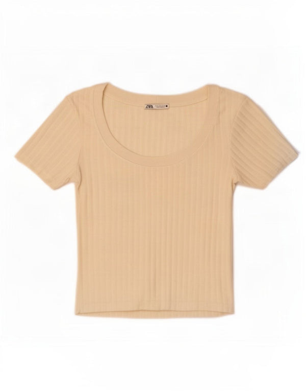 Damska krótka koszulka Zara Top UK 8 Small Beige