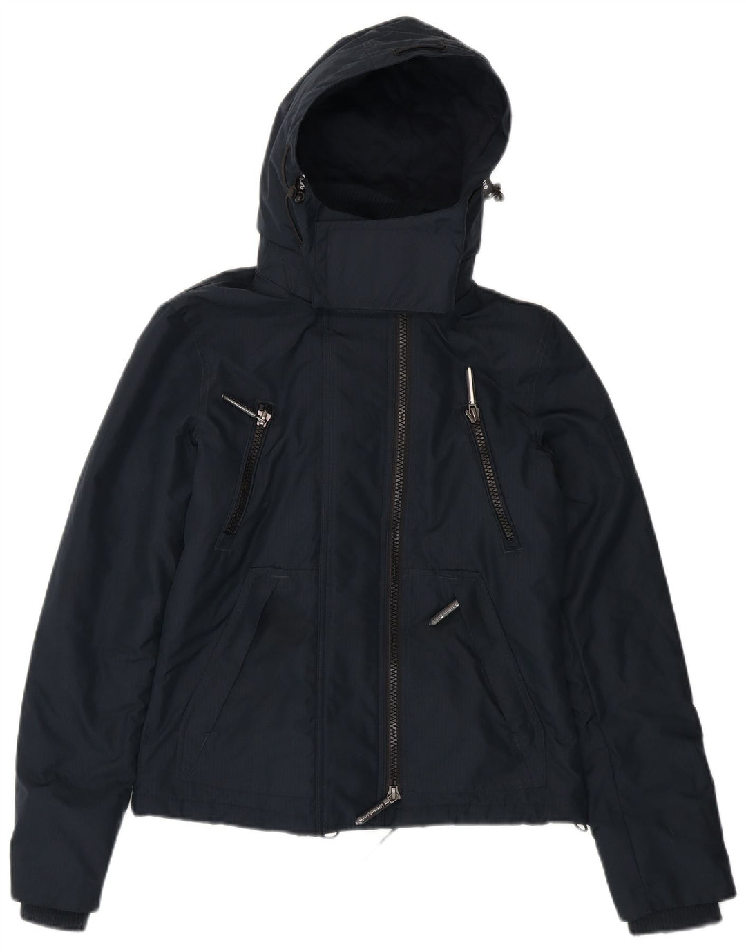 Damska kurtka wiatrówka z kapturem SUPERDRY Graphic UK 8, mała, granatowa