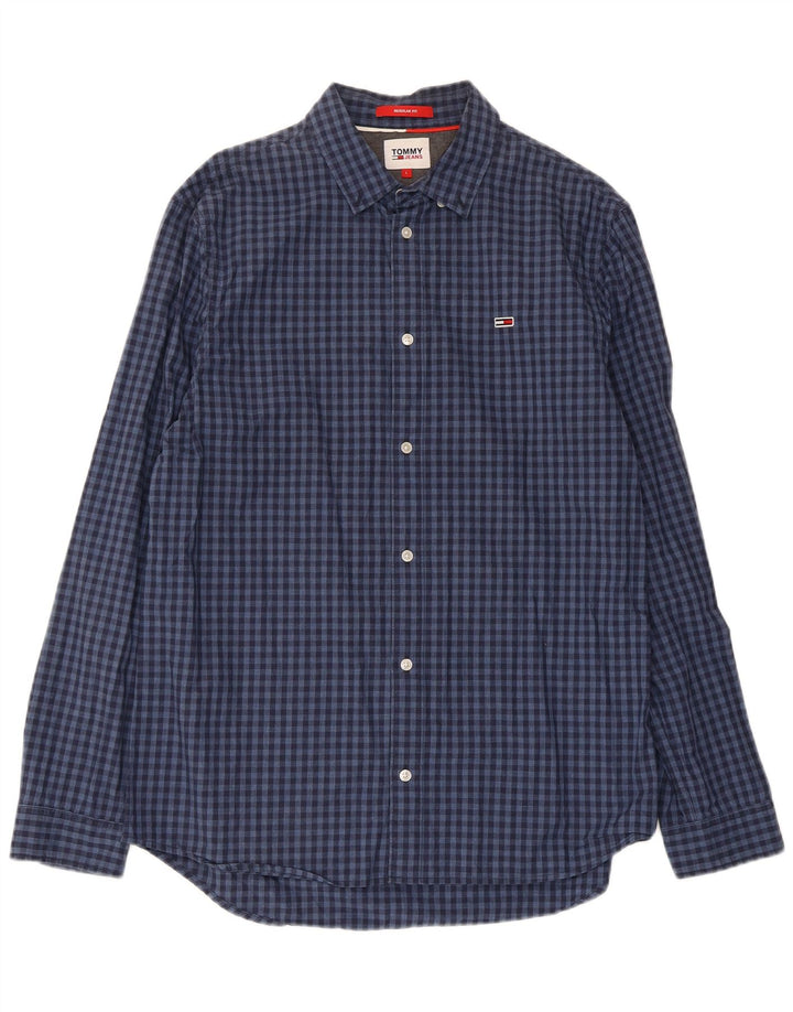 Koszula męska Tommy Hilfiger o regularnym kroju, duża, granatowa, bawełniana w kratkę