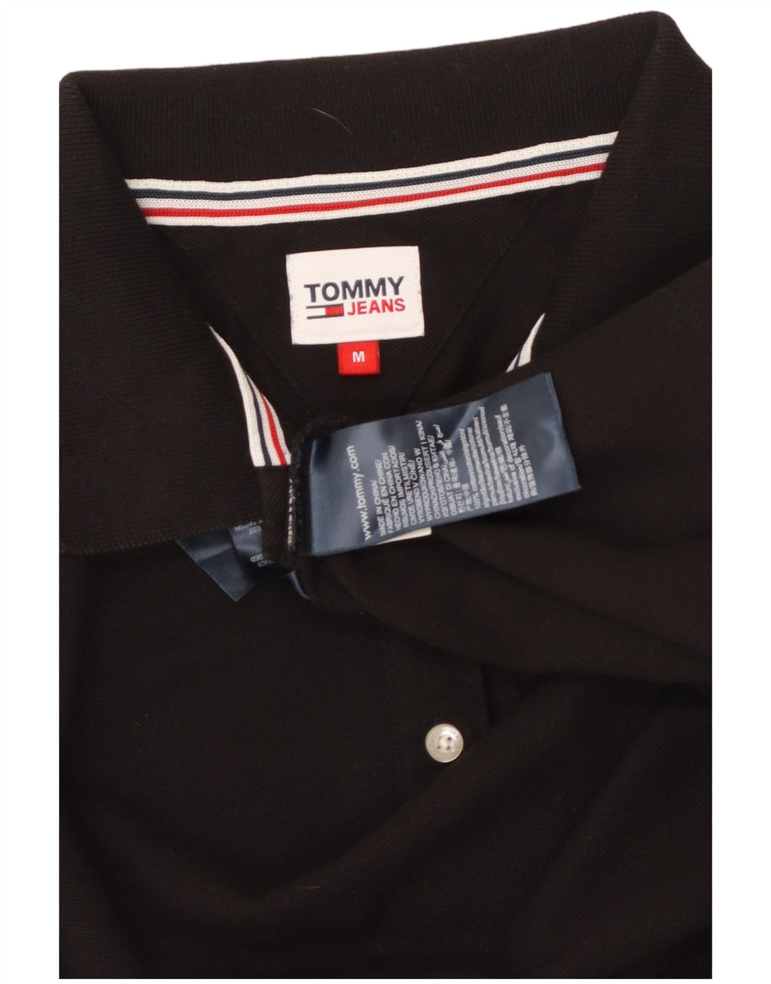 Damska koszulka polo TOMMY HILFIGER UK 14, średnia czarna bawełna