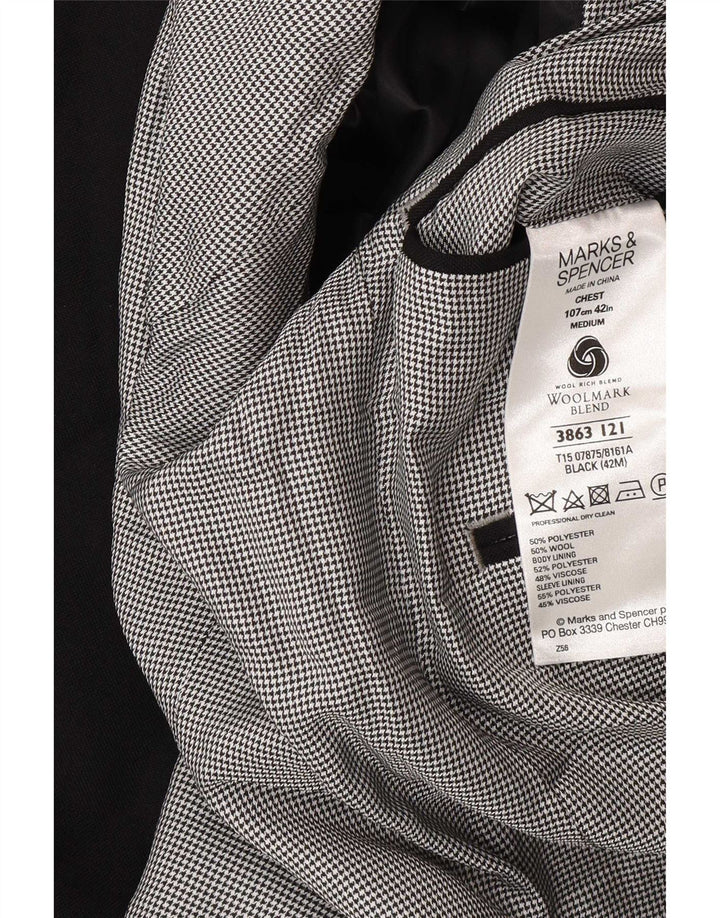 Marks & Spencer Męska marynarka zapinana na 2 guziki UK 42, duża, czarna, poliester