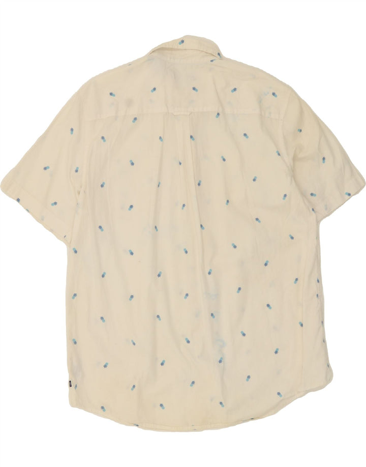 CHAPS Mens Abstract Pattern Short Sleeve Shirt XL White Cotton Vintage Chaps and Second-Hand Chaps from Messina Hembry 